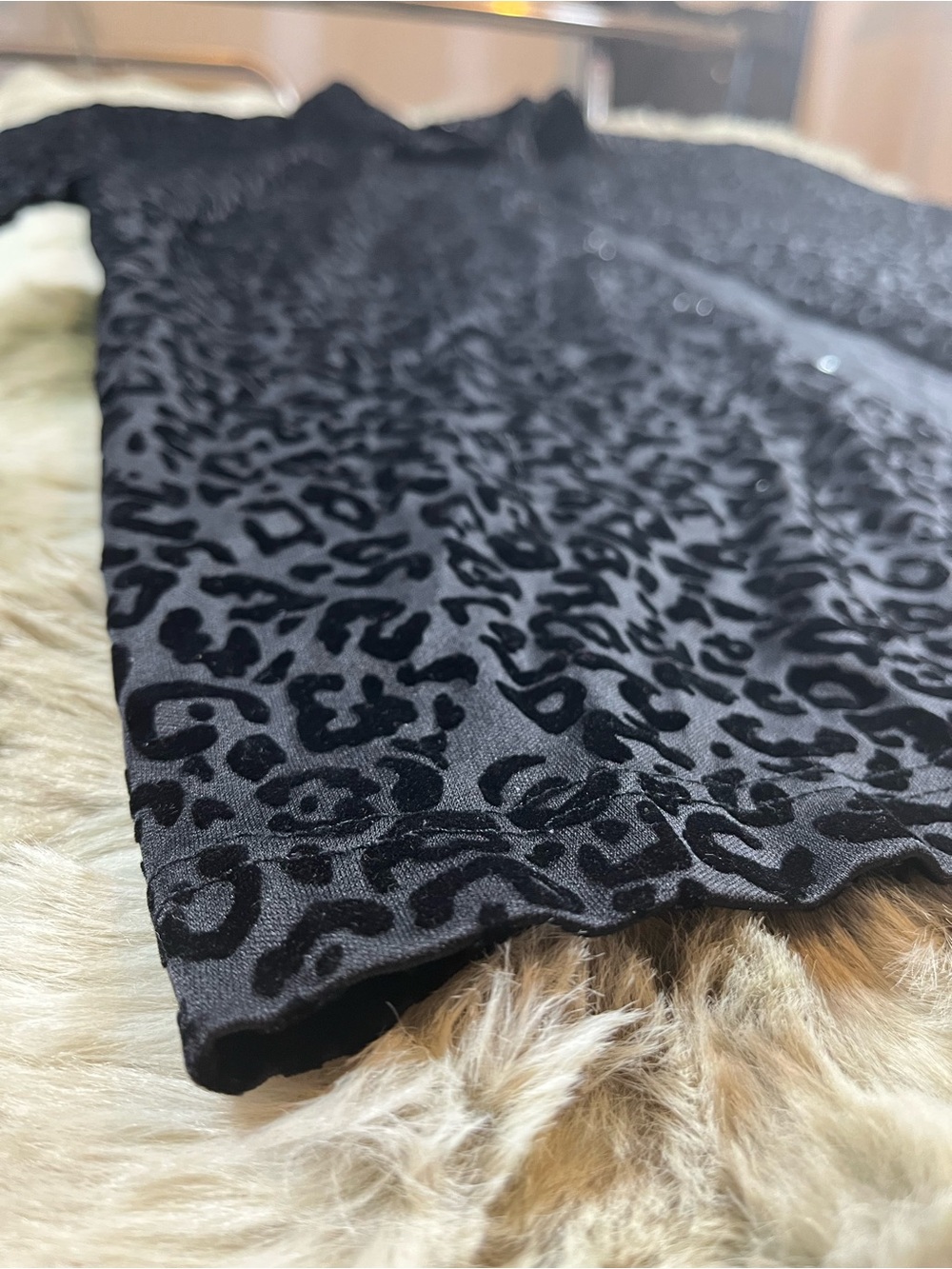 Street Culture Black Velvet Leopard Print Button-Down Shirt